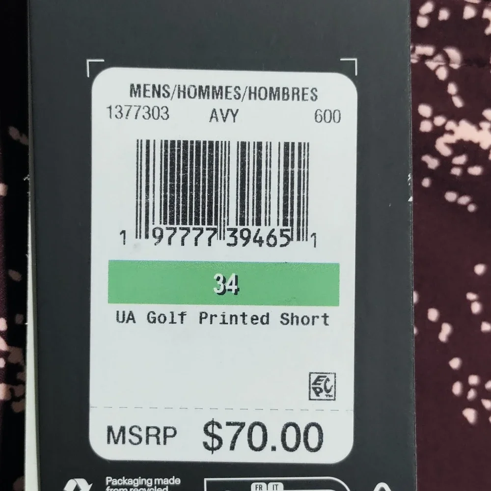 Under Armour UA Golf Shorts Mens‎ 34 Burgundy Printed 10